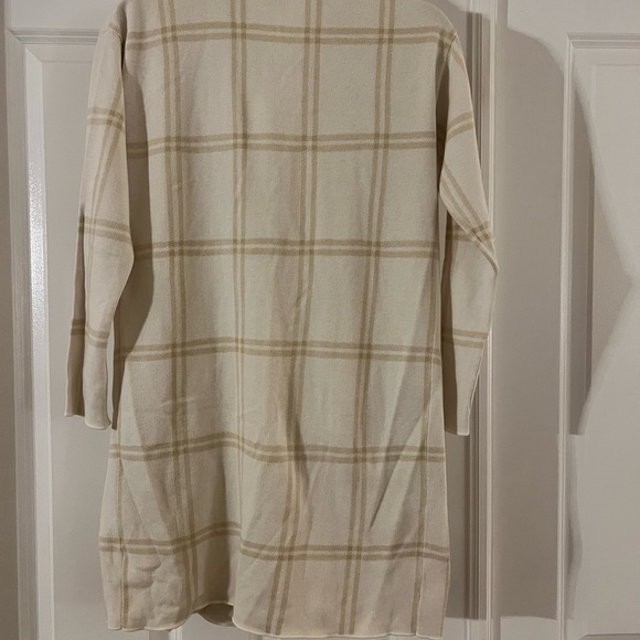 G Giuliana Jacquard Sweater Knit Duster Cardigan Ivory Plaid PS like new - Picture 5 of 6